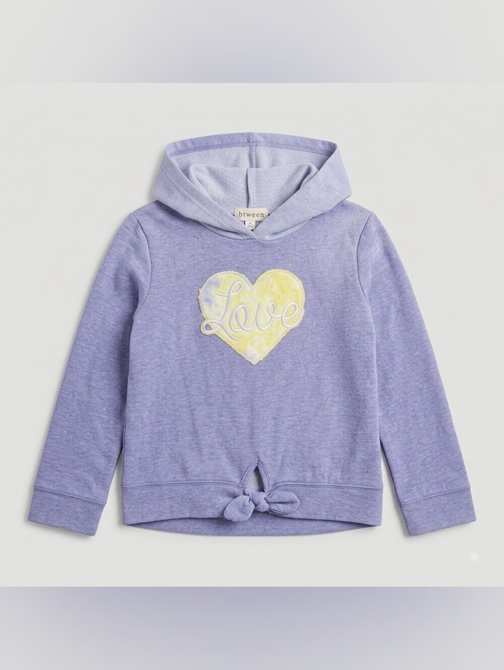 btween Kids Purple Yellow Heart Hoodie Sweatshirt